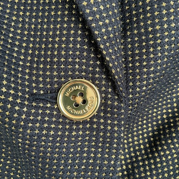 MICHAEL KORS NWOT Jacket Blazer Navy & Gold Zipper Size 10P - Picture 4 of 7